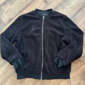 Women’s Black Sherpa Fleece Bomber Jacket